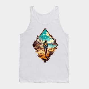 A Lone Dweller in a Dystopian Landscape - Diamond Frame - Post Apocalyptic Tank Top